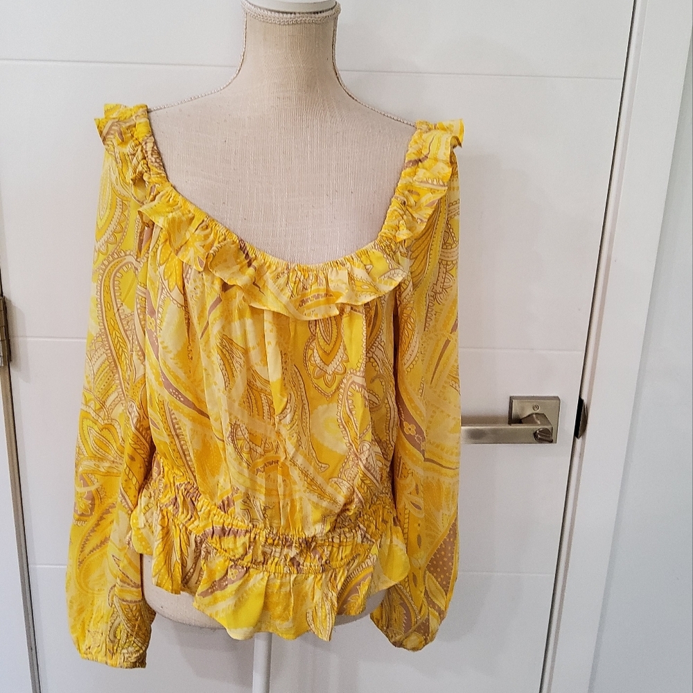 Yellow Ruffled Off-the-Shoulder Blouse Size XL